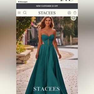 Elegant Peacock Strapless Prom dress -Never worn